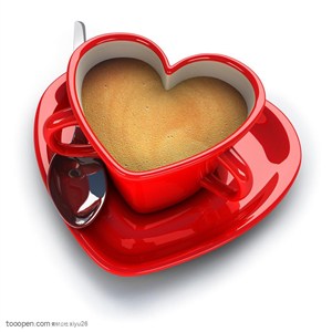 情人节物语-红色心形咖啡杯