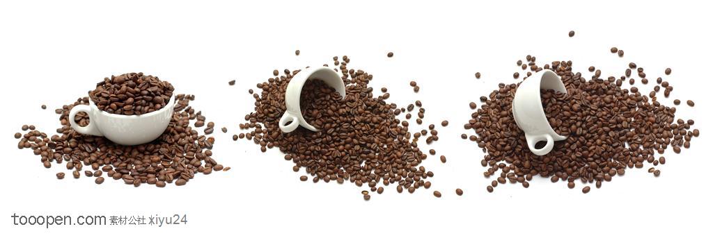 品味咖啡-咖啡豆上的咖啡杯