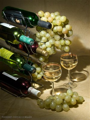 伏特加美酒-新鲜的葡萄与美酒