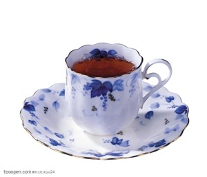午后品茶-蓝色花纹的茶杯