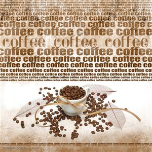 品味咖啡-咖啡杯中的咖啡豆