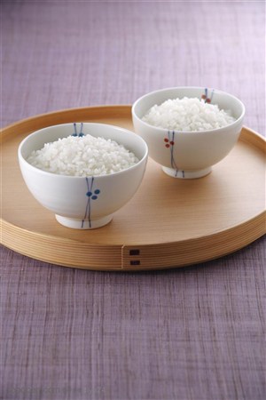 五谷丰登-圆盘中的两碗米饭