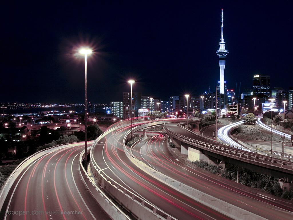 都市繁华夜景路灯霓虹灯