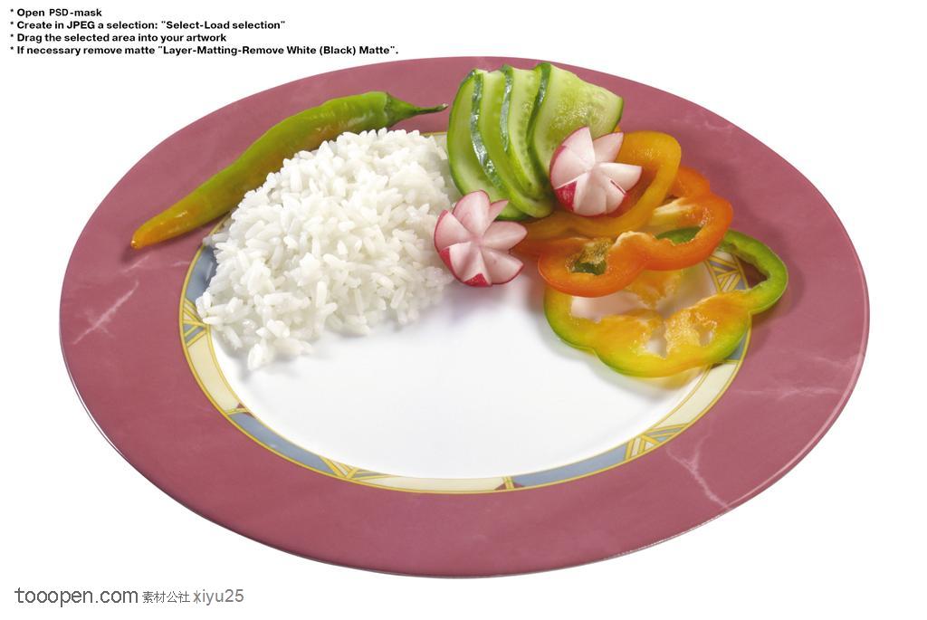 健康素食-白米饭与甜椒
