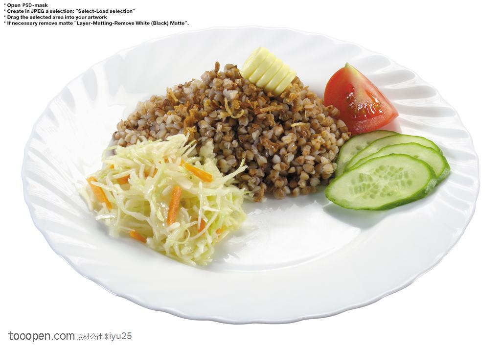 健康素食-盘中的小麦与素菜