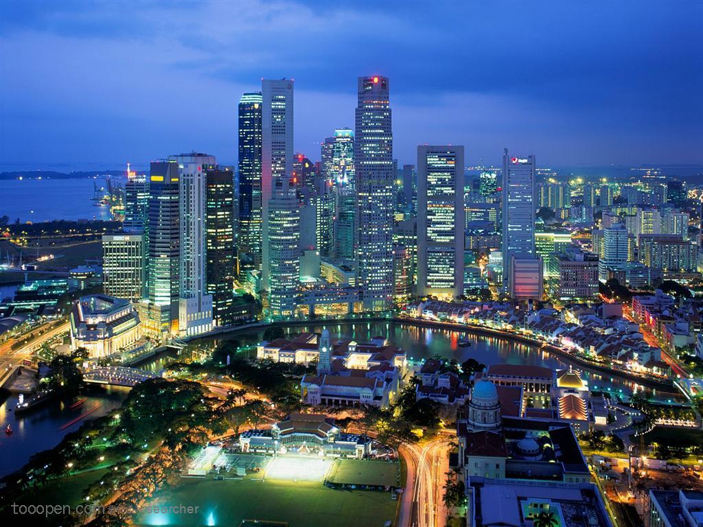 海边繁华都市夜景