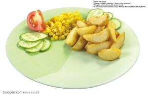 健康素食-金黄的土豆片