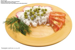 健康素食-米饭上的小青豆
