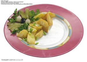 健康素食-盘中的土豆块