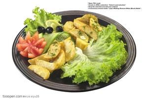 健康素食-生菜与土豆片