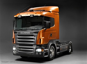 重型卡车-橙色的卡车 重型货车车头