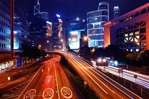 繁华都市夜景香港城市道路