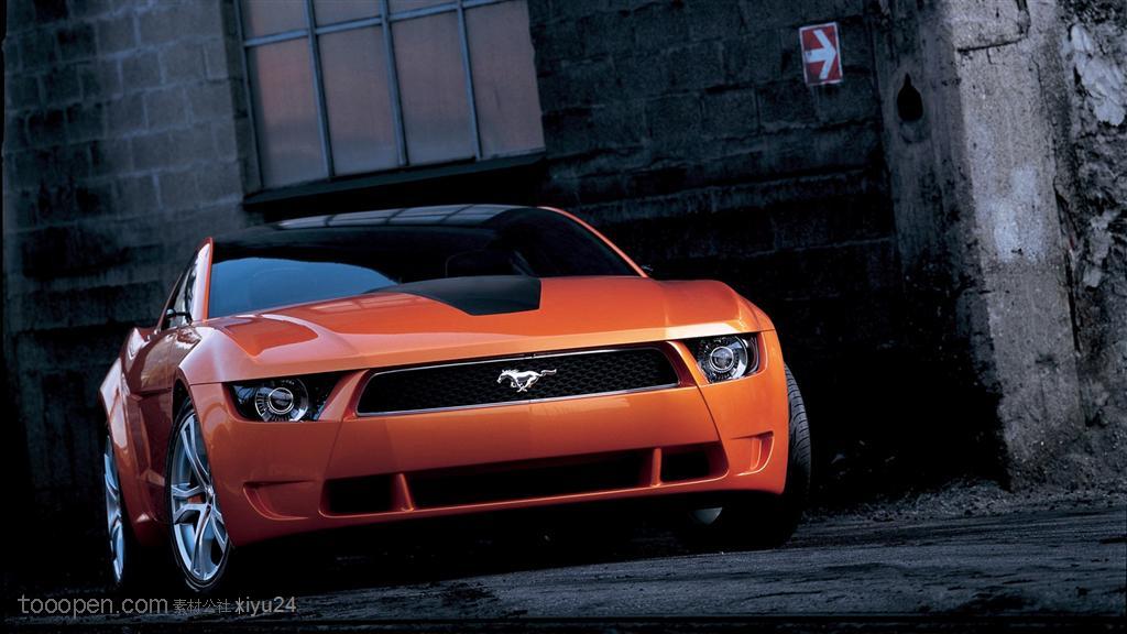 福特汽车-橙色的跑车
