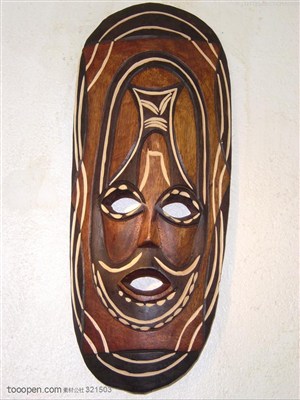 奇异面具-椭圆形木质传统工艺面具
