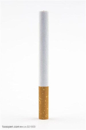 香烟-竖着摆放的一只香烟特写