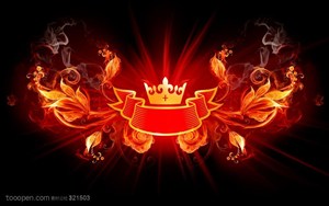 火焰-皇冠环绕的火焰花朵特写