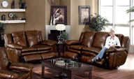 豪华欧式风格会客厅褐色皮沙发
