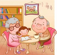 陪孙女读书的爷爷奶奶