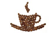 咖啡豆拼成的咖啡杯