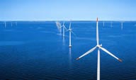 低碳环保素材--海上成排风车特写