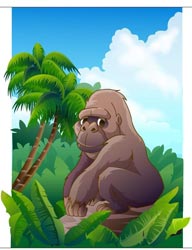 非洲丛林里的卡通大猩猩
