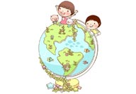 童年幻想插画-坐在地球仪上的孩子