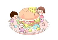 童年幻想插画-英文字母夹心汉堡包