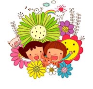 童年幻想插画－花丛中的小女孩
