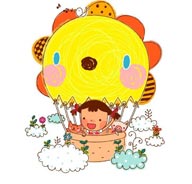 童年幻想插画－乘坐花朵热气球的女孩