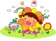 童年幻想插画－穿着花朵衣服的女孩