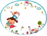 童年幻想插画-拿着铅笔画圆圈的女孩
