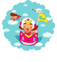 童年幻想插画-驾驶小猫飞船的女孩