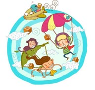 童年幻想插画-人猿泰山和跳伞小男孩
