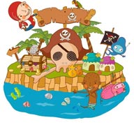 童年幻想插画-海盗船长的宝藏