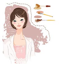 时尚美女化妆—粉饼刷子短发美女