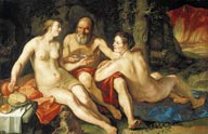 西方油画作品--一个男人和他的二个妻子