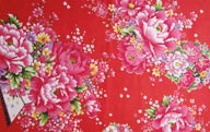 中国传统喜庆大红布料上的花纹花朵