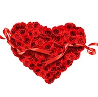 情人节玫瑰心形缠绕的红色丝带