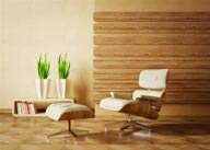 室内装修时尚原木家具符合木地板树架盘景高清图