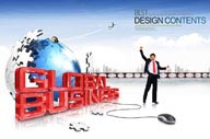 创意商业设计-欢呼的商务男士与global business