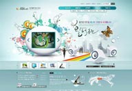 电视TV笔记本电脑房屋建筑韩国企业网站分层精细模板