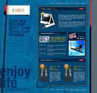 牛仔裤天蓝色服饰行业欧美企业网站分层设计模板