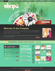 网页库-绿色花纹竹叶底纹国外创意英文网站设计模板