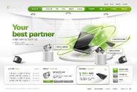 网页库-绿色网页笔记本电脑韩国网站公司简介模板设计