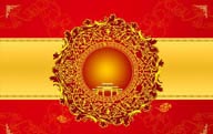 喜庆红色传统背景底纹元素金色圆形花纹花边