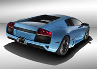 超级跑车-蓝色的兰博基尼跑车尾部