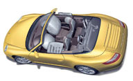 豪华跑车-俯视下的3D黄色跑车效果图