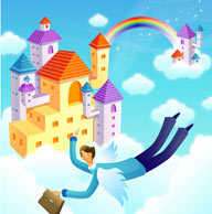 IT行业商务商业卡通插画-城堡上空的天使