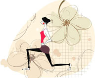 卡通插画瑜伽 侧身压腿瑜伽动作女孩
