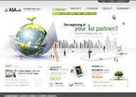 绿色系网页-绿芽箭头地球商业网站